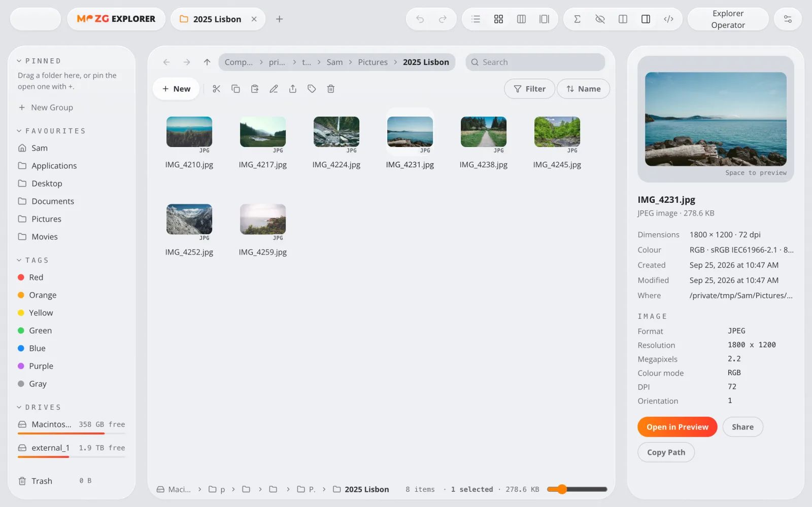 Explorer in MOZG Mind: ein Screenshot der App
