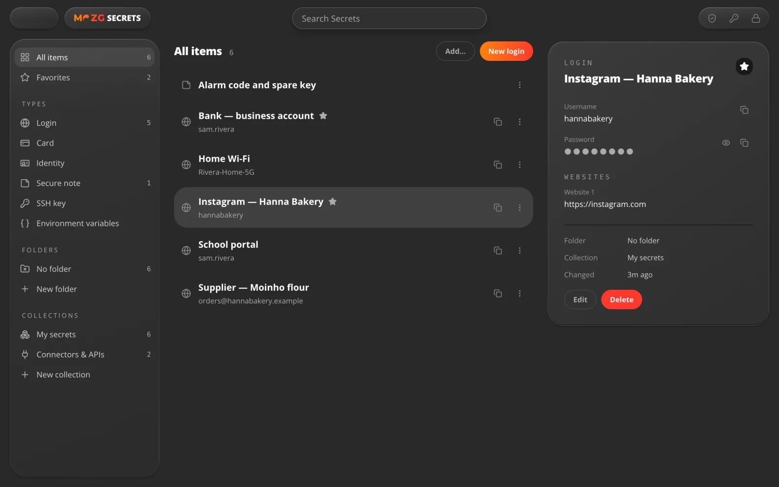 Geheimnisse in MOZG Mind: ein Screenshot der App