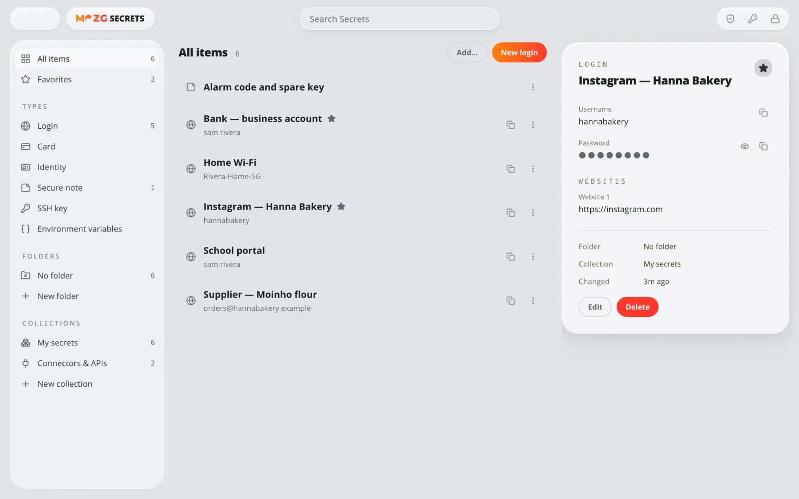 Geheimnisse in MOZG Mind: ein Screenshot der App