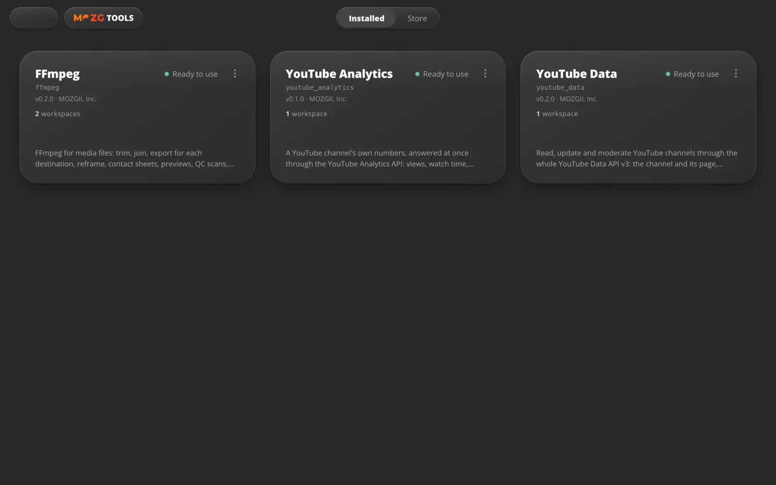 Tools in MOZG Mind: ein Screenshot der App