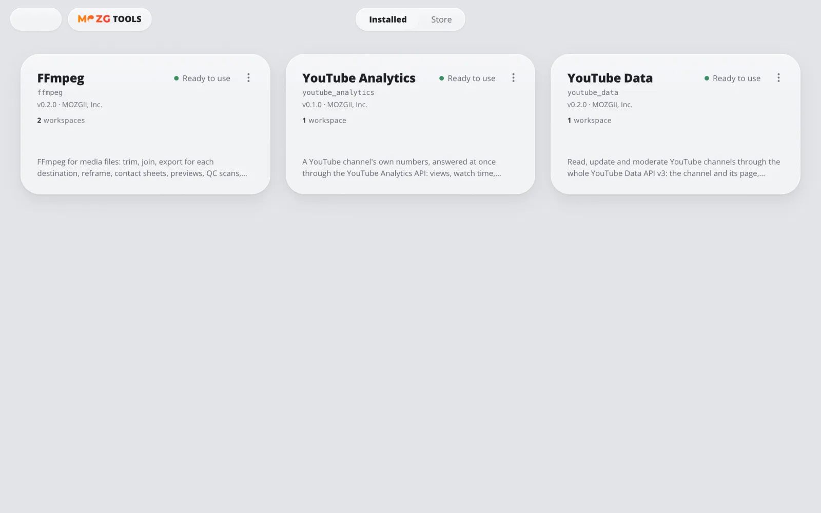 Tools in MOZG Mind: ein Screenshot der App