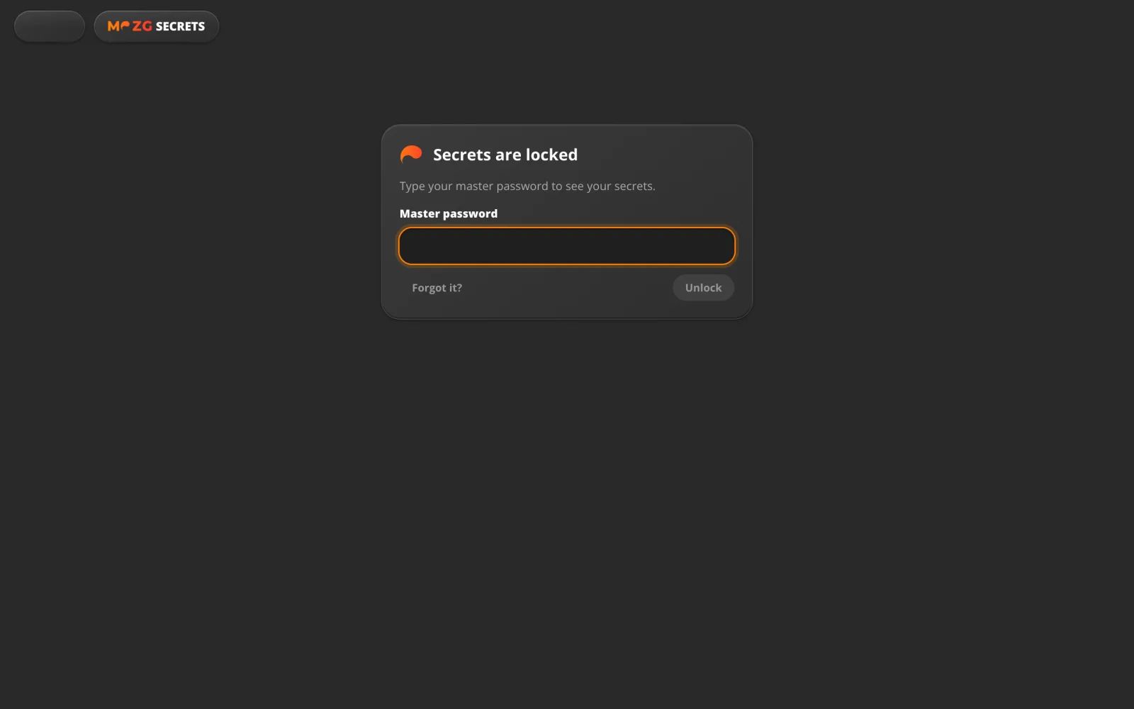 Tresor in MOZG Mind: ein Screenshot der App